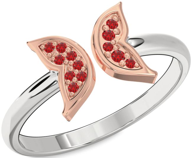 Ruby Rose Gold Silver Butterfly Ring
