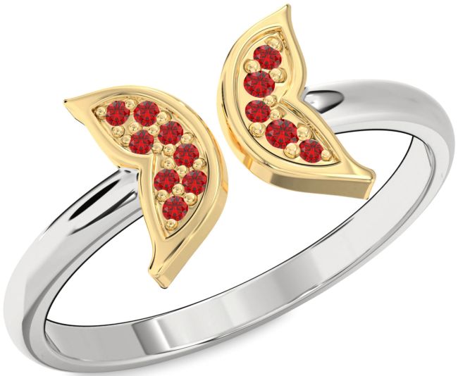 Ruby Gold Silver Butterfly Ring