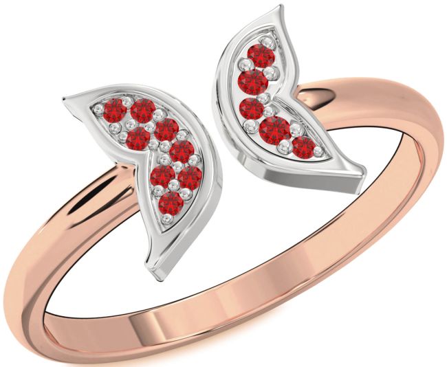 Ruby Rose Gold Silver Butterfly Ring
