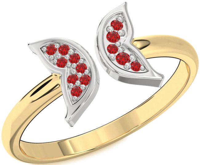 Ruby Gold Silver Butterfly Ring