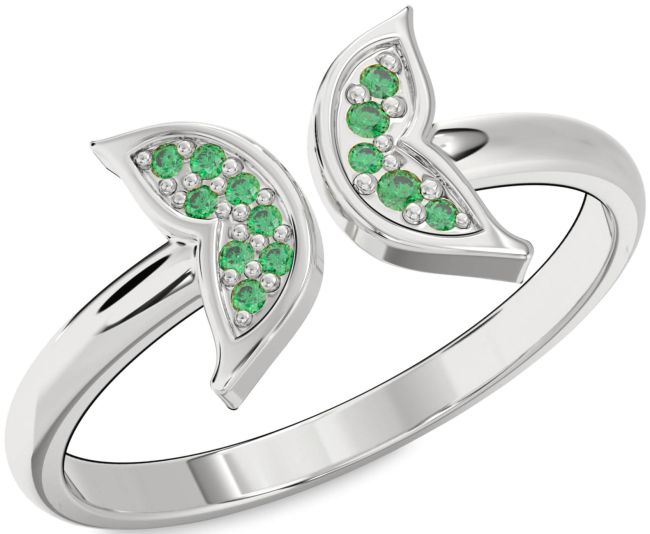 Emerald Platinum Butterfly Ring
