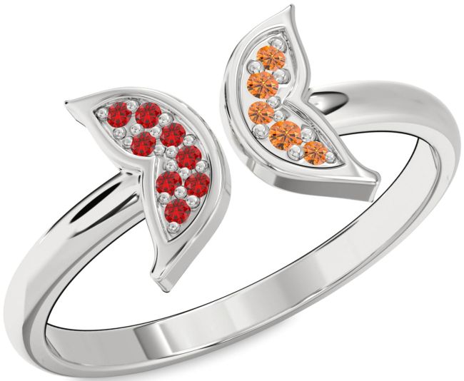 Ruby & Citrine Platinum Butterfly Ring