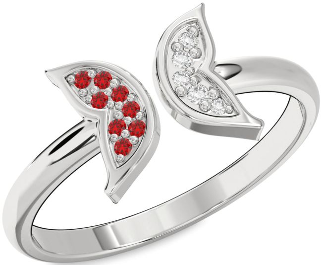 Diamond & Ruby Platinum Butterfly Ring