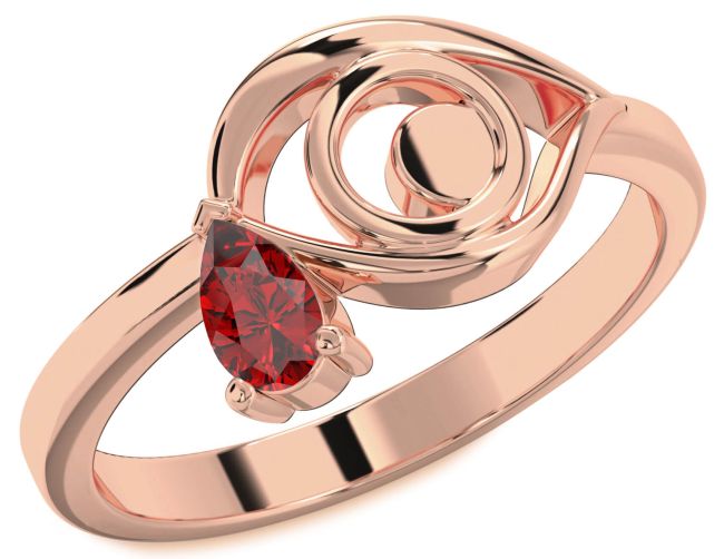 Ruby Rose Gold Evil Eye Teardrop Ring