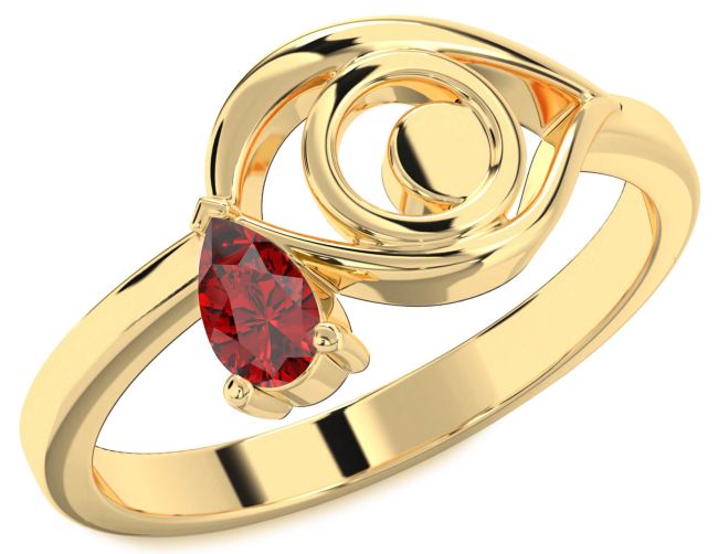 Ruby Gold Evil Eye Teardrop Ring