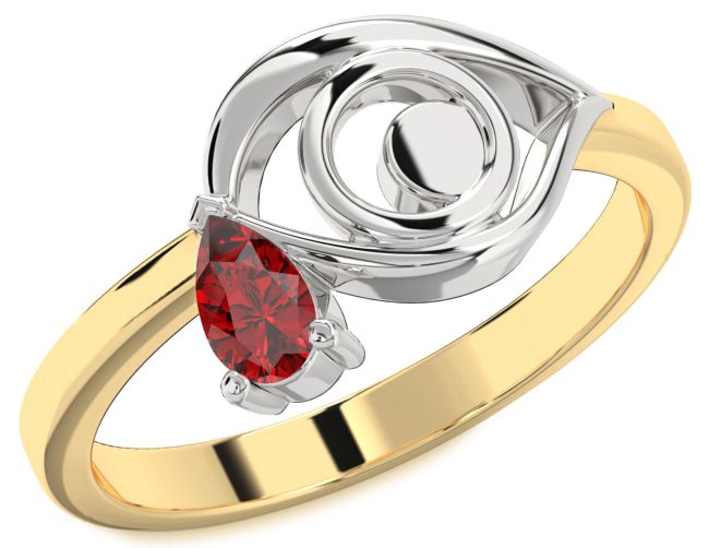 Ruby Gold Silver Evil Eye Teardrop Ring