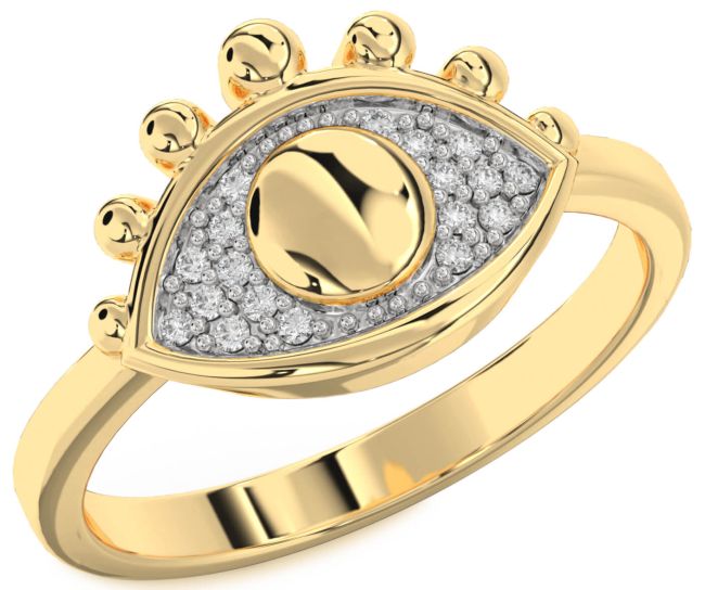 Diamond Gold Silver Evil Eye Ring