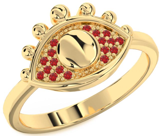 Ruby Gold Evil Eye Ring