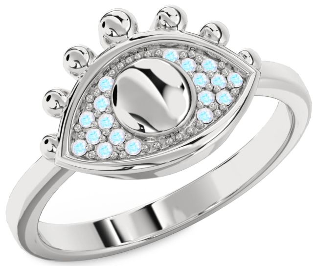 Moonstone Silver Evil Eye Ring