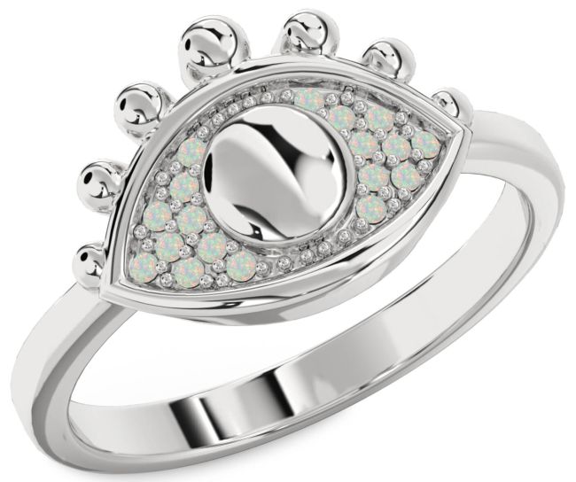 Opal Platinum Evil Eye Ring