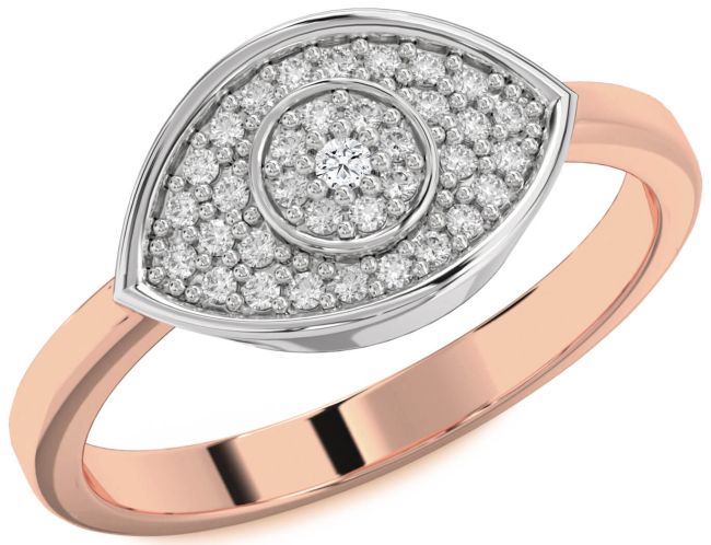 Diamond Rose Gold Silver Evil Eye Ring