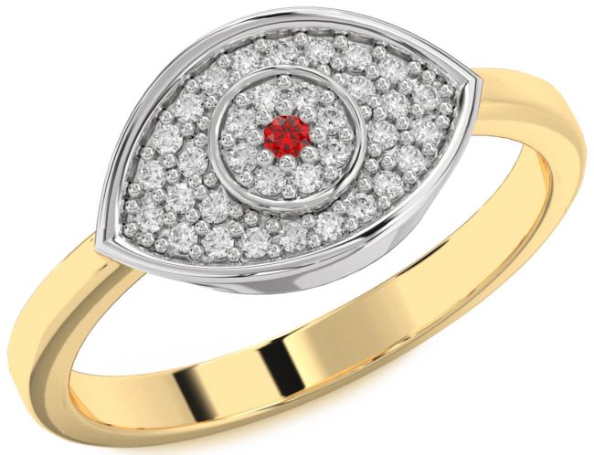 Diamond Ruby Gold Silver Evil Eye Ring