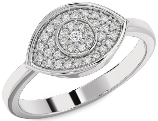 Diamond Silver Evil Eye Ring
