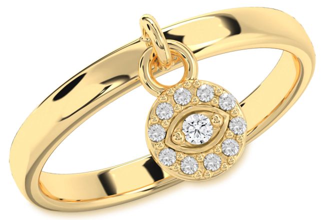 Lab Diamond Gold Evil Eye Lock Ring