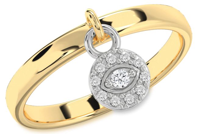 Diamond Gold Silver Evil Eye Lock Ring