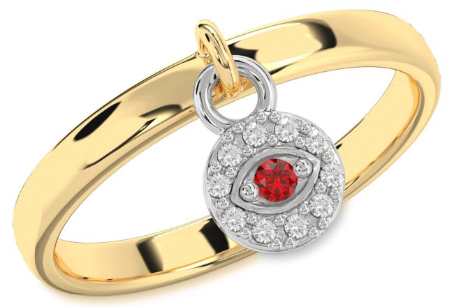 Diamond Ruby Gold Silver Evil Eye Lock Ring