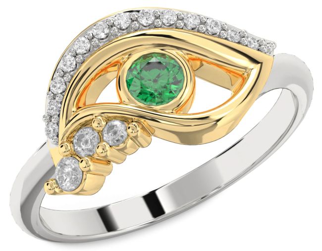 Diamond Emerald Gold Silver Evil Eye Ring