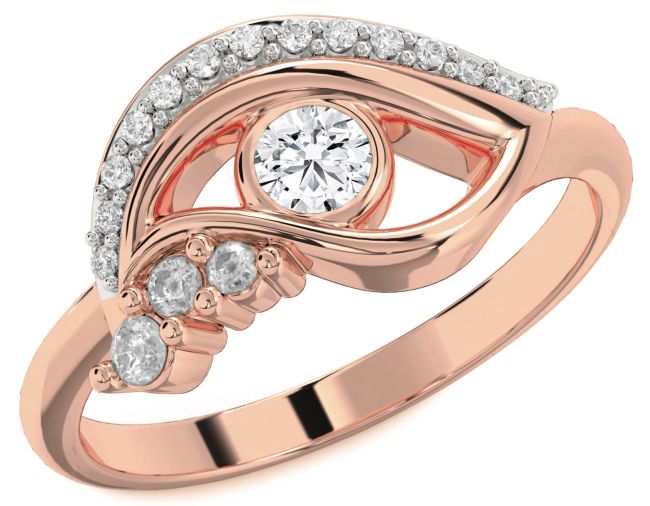 Diamond Rose Gold Silver Evil Eye Ring