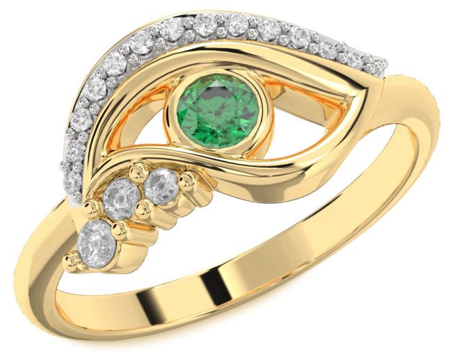 Diamond Emerald Gold Silver Evil Eye Ring
