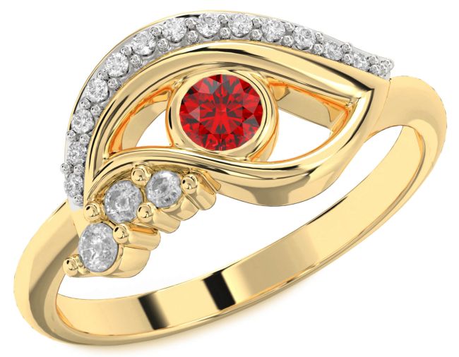 Diamond Ruby Gold Evil Eye Ring