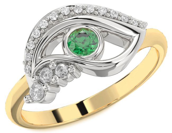Diamond Emerald Gold Silver Evil Eye Ring