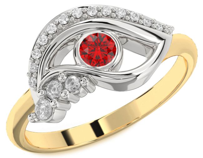 Diamond Ruby Gold Silver Evil Eye Ring