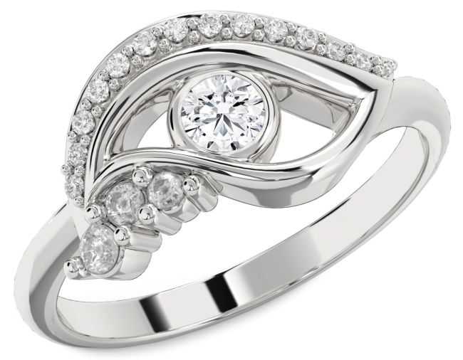 Diamond Silver Evil Eye Ring