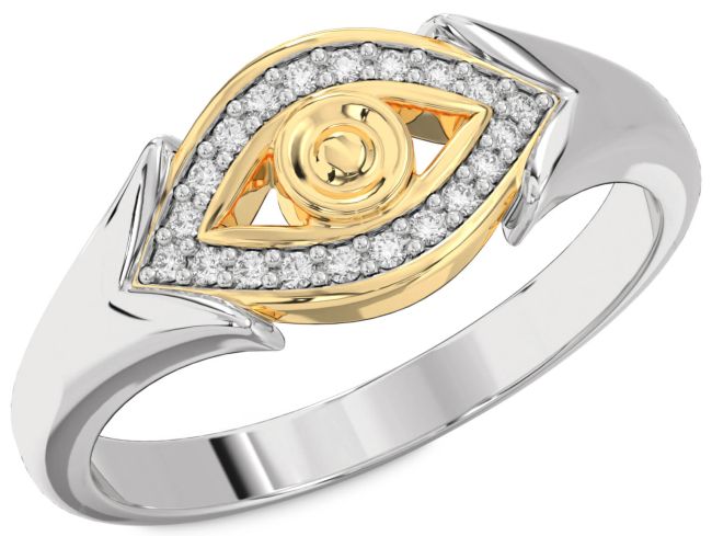 Diamond Gold Silver Evil Eye Ring