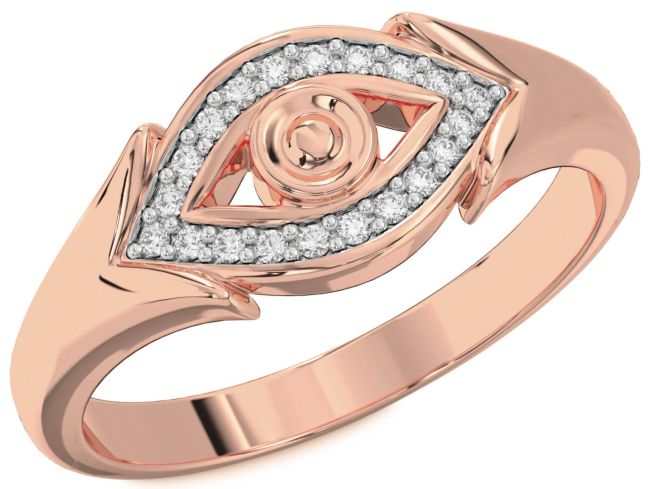 Diamond Rose Gold Evil Eye Ring