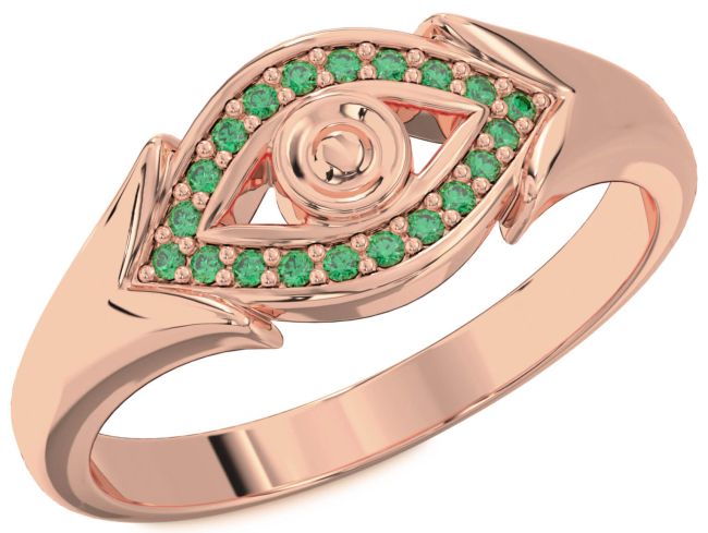 Emerald Rose Gold Evil Eye Ring