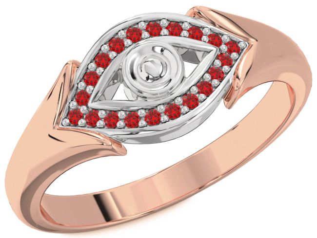 Ruby Rose Gold Silver Evil Eye Ring