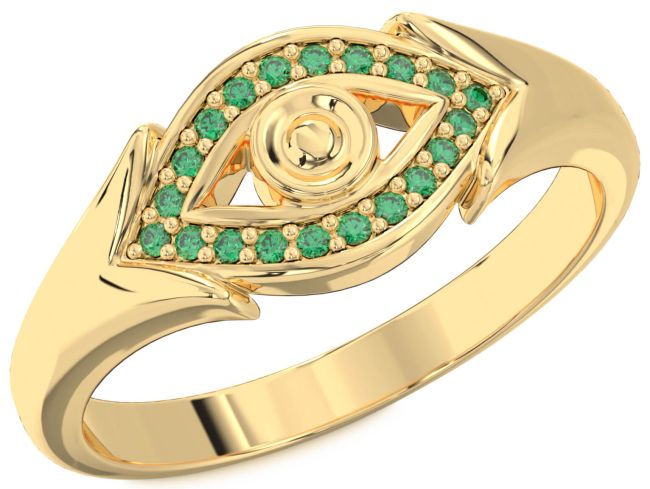 Emerald Gold Evil Eye Ring