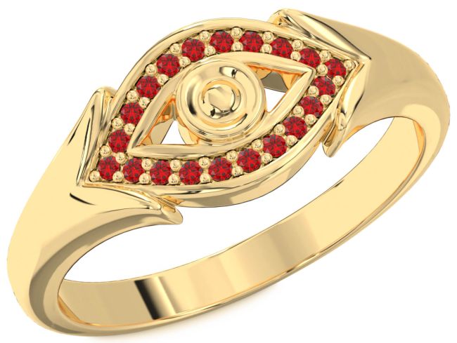 Ruby Gold Evil Eye Ring