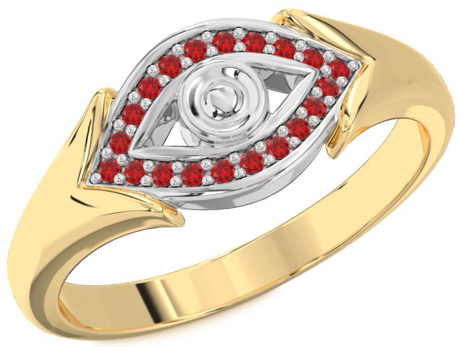 Ruby Gold Silver Evil Eye Ring