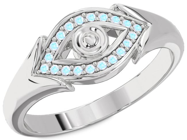 Moonstone Silver Evil Eye Ring