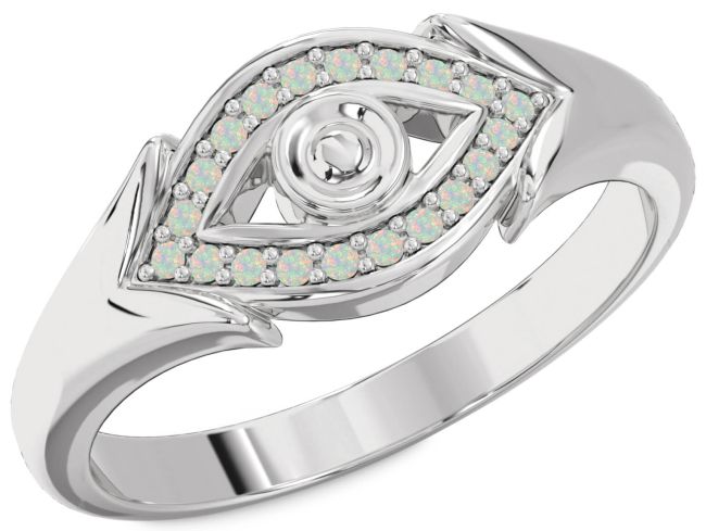 Opal Platinum Evil Eye Ring