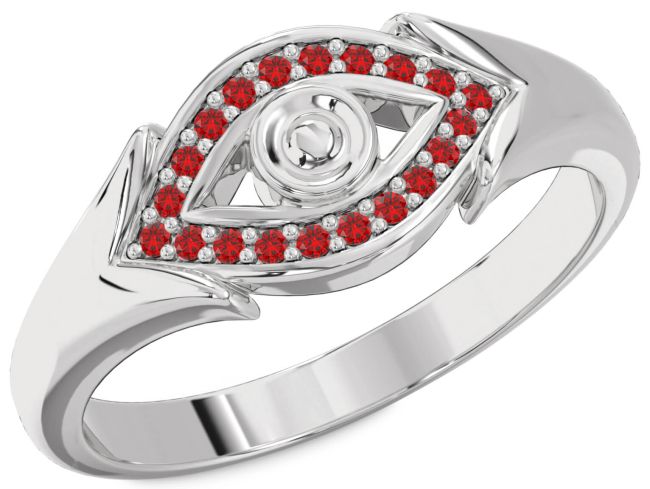 Ruby White Gold Evil Eye Ring
