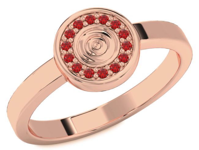 Ruby Rose Gold Circle Halo Round Ring