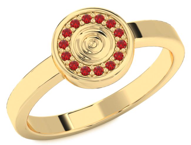 Ruby Gold Circle Halo Round Ring