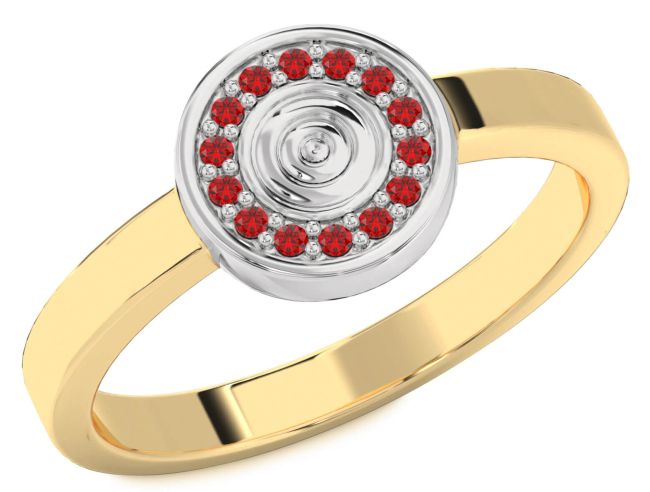 Ruby Platinum & Yellow Gold Circle Halo Round Ring
