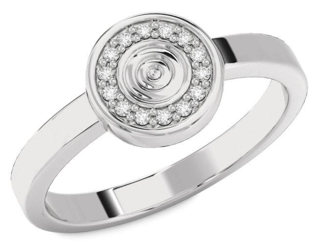Diamond Silver Circle Halo Round Ring