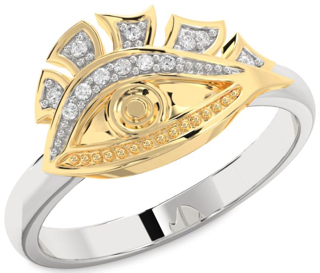 Diamond Platinum & Yellow Gold Evil Eye Ring