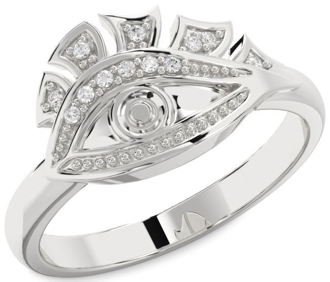 Diamond Silver Evil Eye Ring