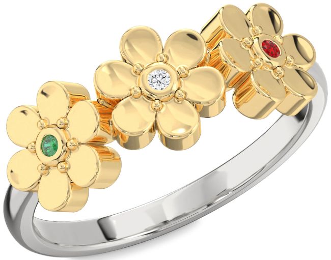 Gold Silver Flower Ring