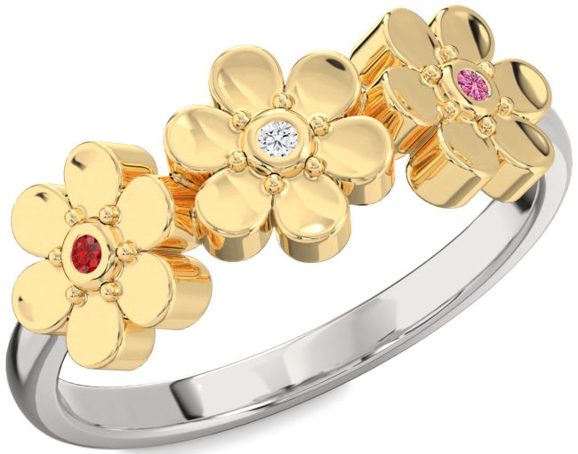 Gold Silver Flower Ring