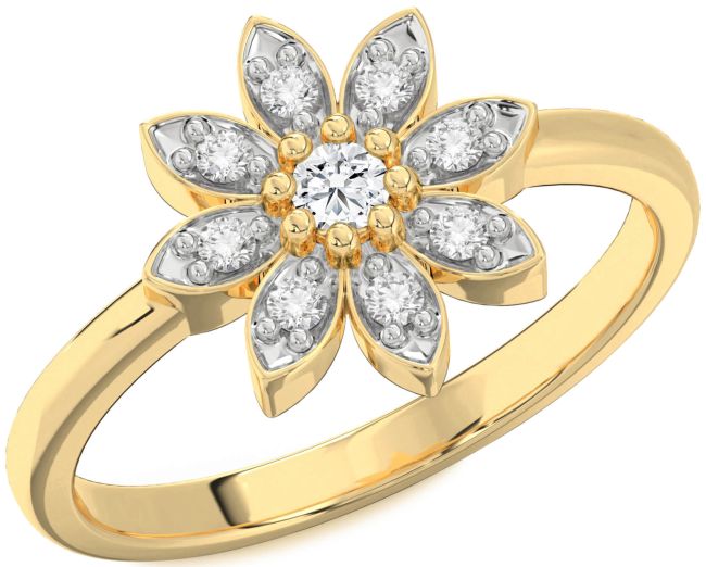 Diamond Gold Flower Ring