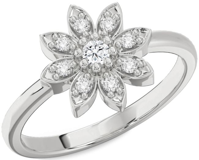 Diamond Platinum Flower Ring