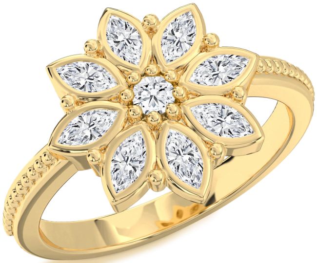 Diamond Gold Flower Ring
