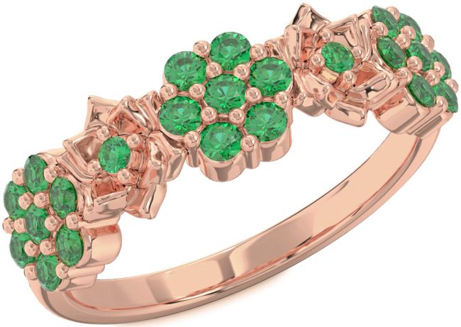Emerald Rose Gold Flower Ring