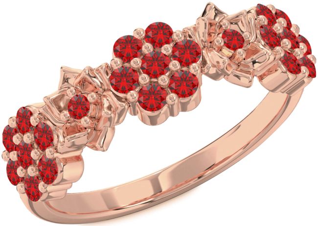 Ruby Rose Gold Flower Ring